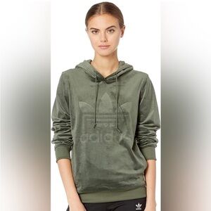 Adidas Originals Green Velvet Logo Hoodie